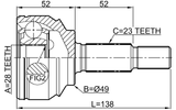 2410-LOGII - OUTER CV JOINT 28X49X23