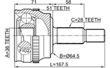 2410-MASTA51 - OUTER CV JOINT 36X65X28