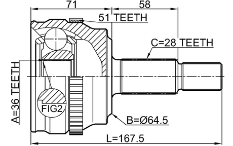 2410-MASTA51 - OUTER CV JOINT 36X65X28