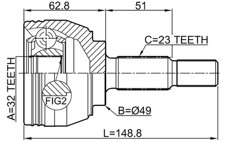 2410-MEGII - OUTER CV JOINT 32X49X23
