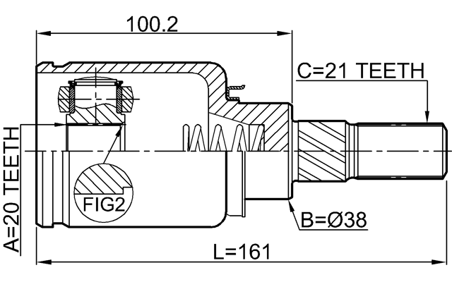 2411-ARKR - REAR INNER CV JOINT 20X38X21