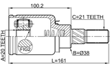 2411-ARKR - REAR INNER CV JOINT 20X38X21