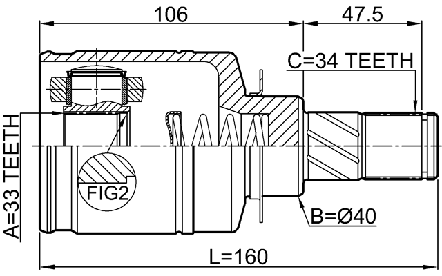 2411-CAPTLH - INNER CV JOINT LEFT 33X40X34
