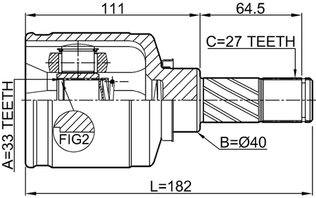 2411-DUSTAWDLH - INNER CV JOINT LEFT 33X40X27