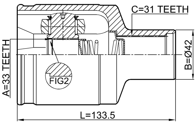 2411-DUSTAWDRH - INNER CV JOINT RIGHT 33X35.7X31