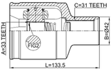 2411-DUSTAWDRH - INNER CV JOINT RIGHT 33X35.7X31