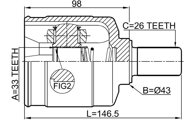 2411-DUSTLH - INNER CV JOINT LEFT 33X43X26