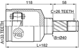 2411-DUSTMTLH - INNER CV JOINT LEFT 33X40X26