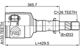 2411-DUSTMTRH - INNER CV JOINT RIGHT 33X33X26