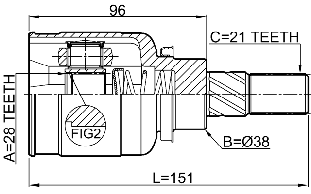 2411-DUSTR - REAR INNER CV JOINT 28X38X21
