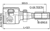 2411-DUSTRH - INNER CV JOINT RIGHT 33X40.6X26