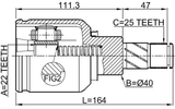 2411-FLUELH - INNER CV JOINT LEFT 22X39.7X25