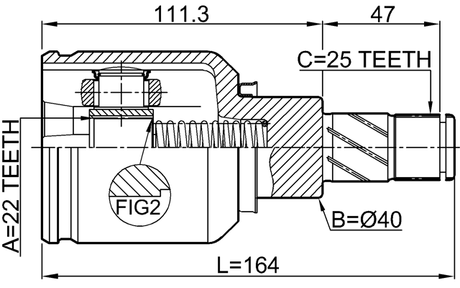 2411-FLUELH - INNER CV JOINT LEFT 22X39.7X25