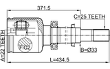 2411-FLURH - INNER CV JOINT RIGHT 22X33X25