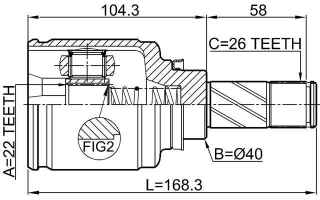 2411-KANGIILH - INNER CV JOINT LEFT 22X40X26