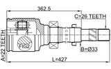 2411-KANGIIRH - INNER CV JOINT RIGHT 22X33X26