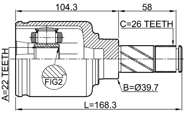 2411-KANIILH - INNER CV JOINT LEFT 22X39.7X26