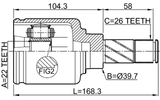 2411-KANIILH - INNER CV JOINT LEFT 22X39.7X26