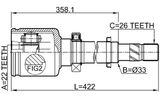 2411-KANIIRH - INNER CV JOINT RIGHT 22X33X26