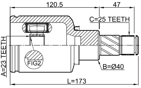 2411-KAPTLH - INNER CV JOINT LEFT 23X40X25