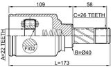 2411-SANIILH - INNER CV JOINT LEFT 22X40X26