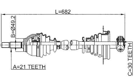 2414-LOGLH - FRONT CV AXLE SHAFT LEFT 30X682X21