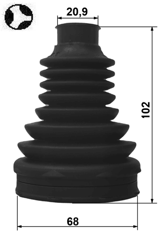 2415P-CAPTT - BOOT INNER CV JOINT REAR KIT 68X102X20.9