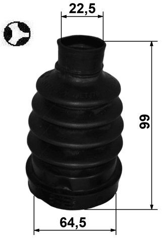 2415P-DUSTRT - BOOT INNER CV JOINT REAR KIT 64.5X99X22.5
