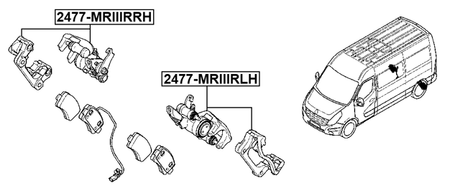 2477-MRIIIRLH - REAR LEFT BRAKE CALIPER ASSEMBLY (WITH BRACKET)