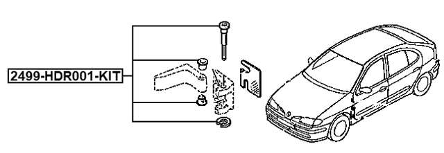 2499-HDR001-KIT - DOOR HINGE REPAIR KIT (1 PIN, 2 BUSHINGS, 1 RETAINING RING)