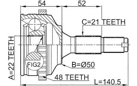 2510-206A48 - OUTER CV JOINT 22X50X21