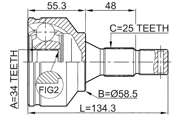 2510-30720 - OUTER CV JOINT 34X58.5X25