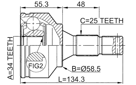 2510-30720 - OUTER CV JOINT 34X58.5X25