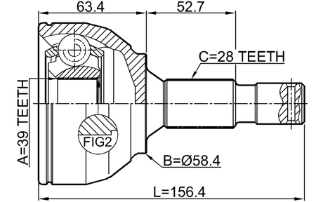 2510-3084B - OUTER CV JOINT 39X58.5X28