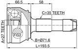 2510-BOX3TD - OUTER CV JOINT 27X71.6X35