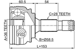 2510-EXP - OUTER CV JOINT 36X58.5X28
