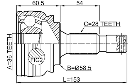 2510-EXP - OUTER CV JOINT 36X58.5X28