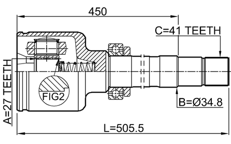 2511-BOX3RH - INNER CV JOINT RIGHT 27X34.8X41