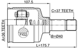 2511-EXPLH - INNER CV JOINT LEFT 36X40X37