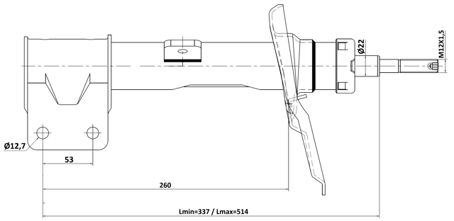 25110-008FR - SHOCK ABSORBER FRONT RIGHT GAS.TWIN TUBE
