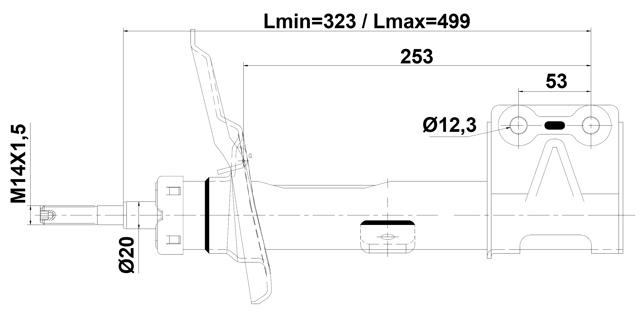 25110-009FL - SHOCK ABSORBER FRONT LEFT GAS.TWIN TUBE