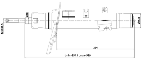 25110-010FL - SHOCK ABSORBER FRONT LEFT GAS.TWIN TUBE