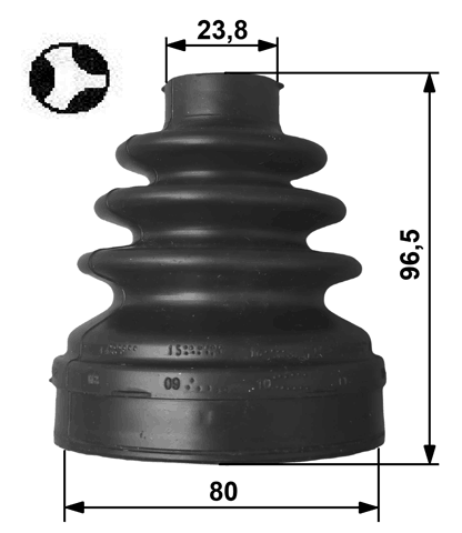 2515-C5X7 - BOOT INNER CV JOINT KIT 80X96.5X23.8