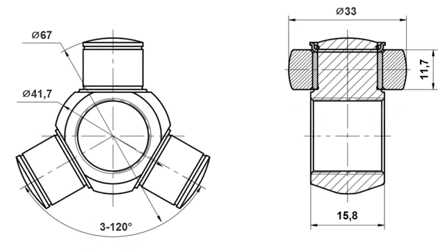 2516-C4B7 - TRIPOD JOINT 34X33