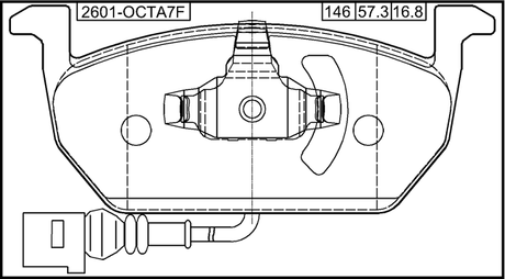 2601-OCTA7F - PAD KIT, DISC BRAKE, FRONT (WITH ANTI SQUEAL SHIM, WITH WEAR SENSOR)