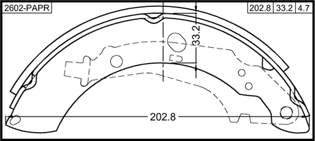 2602-RAPR - SHOE KIT, REAR BRAKE (WITH PARKING BRAKE LEVER) 228X42 (1KH)