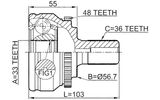 2710-S60A48 - OUTER CV JOINT 33X57X36