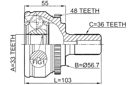 2710-S60A48 - OUTER CV JOINT 33X57X36