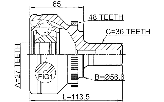 2710-V70A48 - OUTER CV JOINT 27X57X36