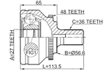 2710-V70A48 - OUTER CV JOINT 27X57X36